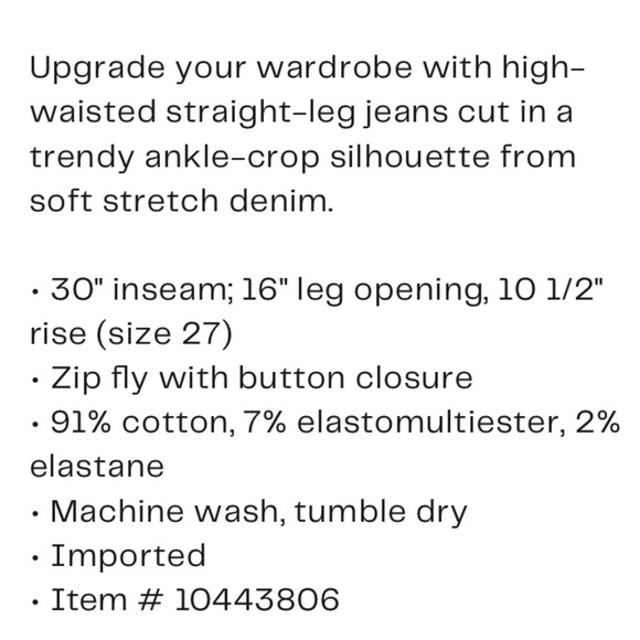 HUSDON NOA YVONNE HIGH RISE STRAIGHT CROP JEAN W/STRETCH AND FADING DETAILS - Picture 4 of 16
